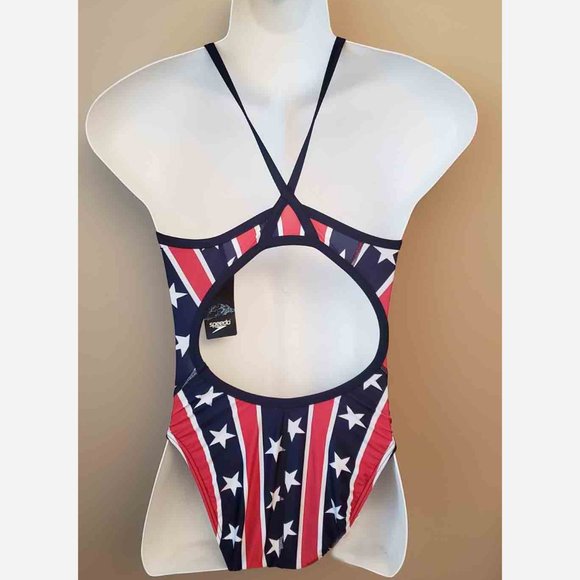 Speedo Pro LT Swimsuit American Flag Pattern NEW Women's Size 6 / 32 - Picture 2 of 2